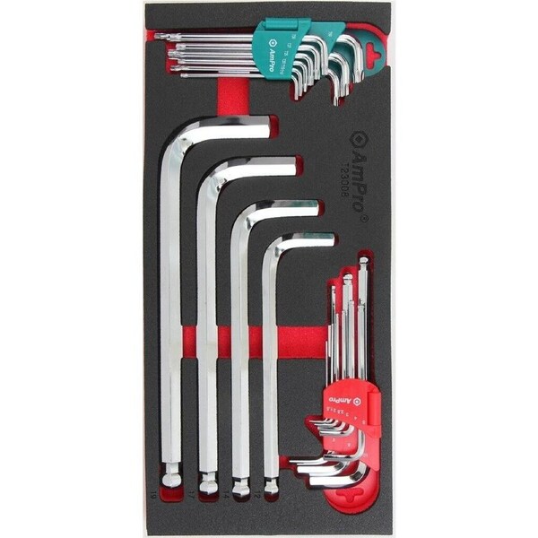 Ampro Jumbo Magnetic Metric Hex & Star Wrench Set 22 Piece T23008