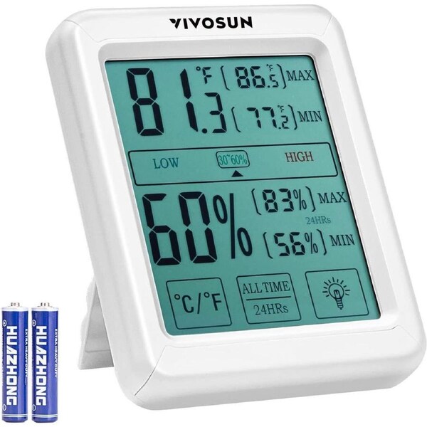 Digital Hygrometer Thermometer Humidity Meter Monitor LCD Touchscreen