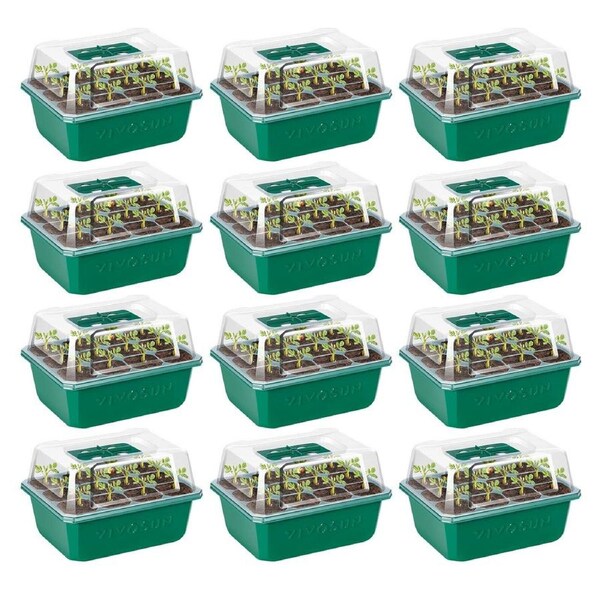 12-Pack Seed Starter Tray Plant Germination Trays for Planting Seeds