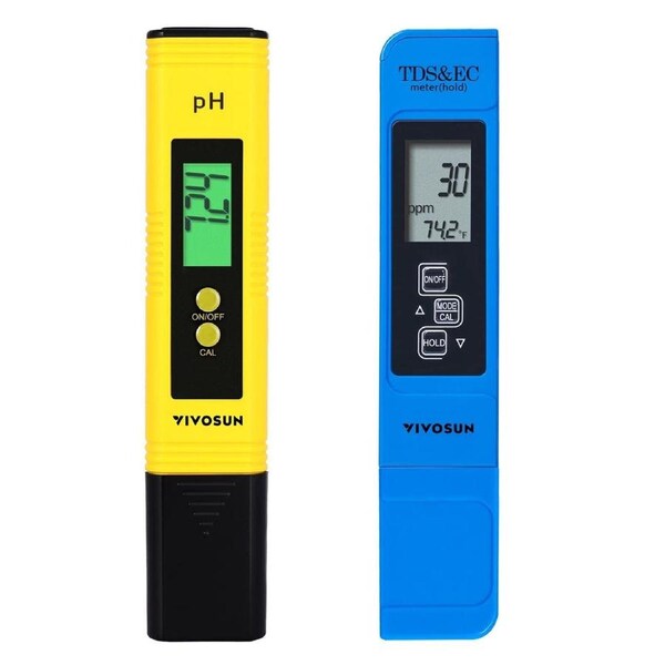 Digital PH Tester & 3-in-1 TDS EC Temperature Meter Hydroponics Aquarium