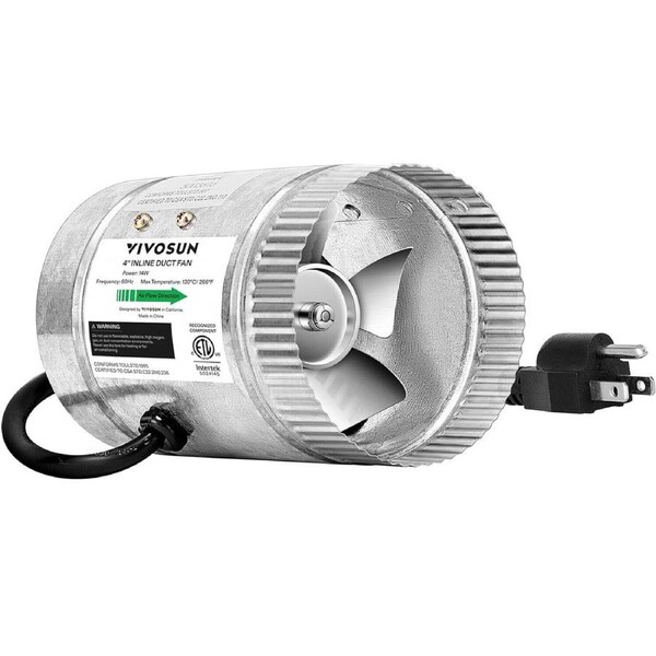 4 Inch Inline Duct Fan Booster Fan HVAC Exhaust Intake Ventilation Fan