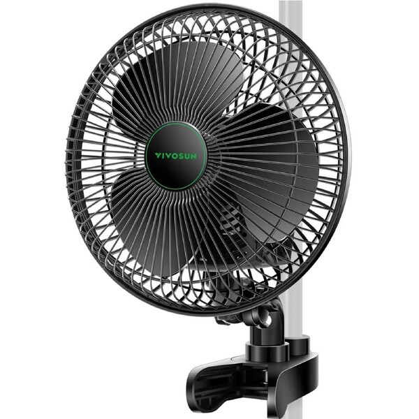 A6 6-Inch Clip-on Fan Portable Indoor Exhaust Fan for Grow Tent, Black
