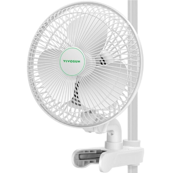 AeroWave A6 Grow Tent Clip on Fan,Portable Auto Oscillating Fan 6”,White