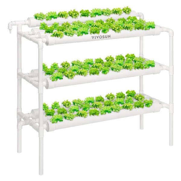 Hydroponics Growing System 90 Plant Sites,3 Layers with Water Pump Timer