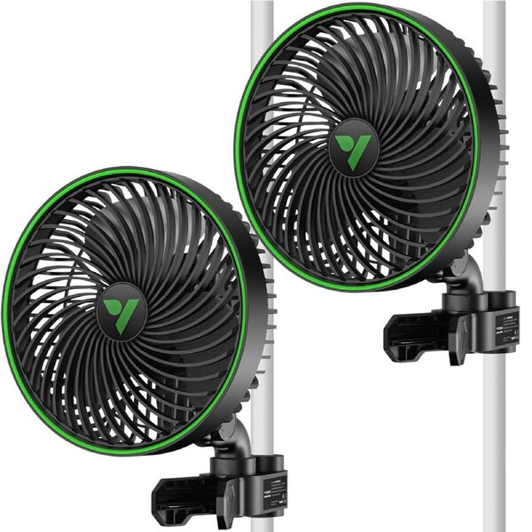 2 PCS Gen2 6'' Oscillating Clip on Fan Grow Tent Hydroponics Cooling Fan