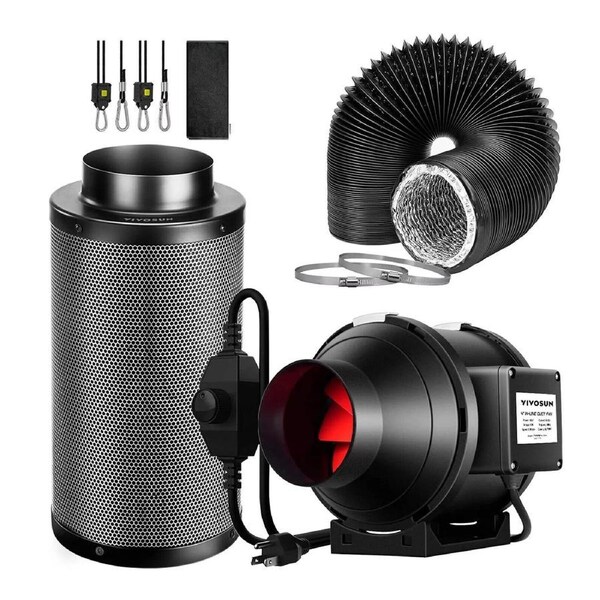 4 Inch Inline Fan Carbon Filter Ducting Kit Grow Tent Plant Ventilation