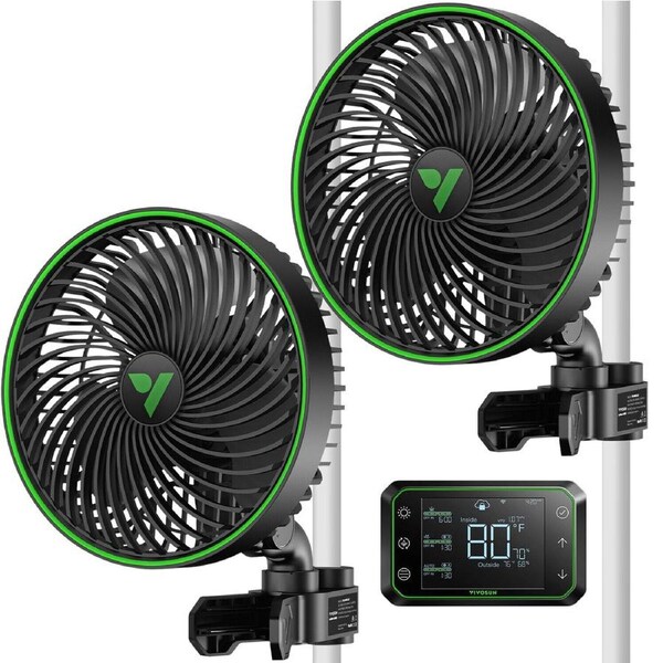 2 Pack Gen2 6 Inch Clip on Fan Hydroponic Grow Tent Fan W/GrowHub E42A