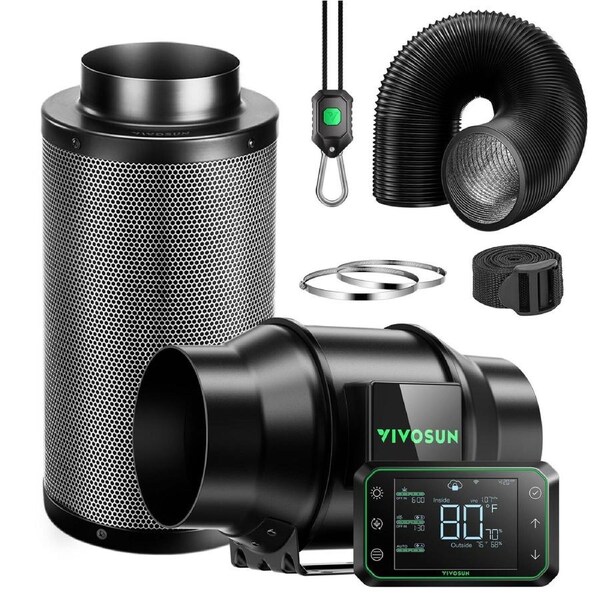G6 Kit AeroZesh 6" Inline Duct Fan w/GrowHub E42A Carbon Filter &Ducting