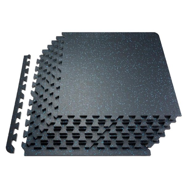 Interlocking Gym Floor Mats - 0.56" Thick Rubber Top with EVA Foam, 6 Tiles