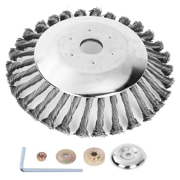 8" Weed Brush Steel Wire Trimmer Wheel Garden LawnMower Grass Cutter Head Tool