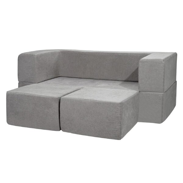 Modular Kids Play Couch with Creative Geometric Pieces - Dark Grey Sofa