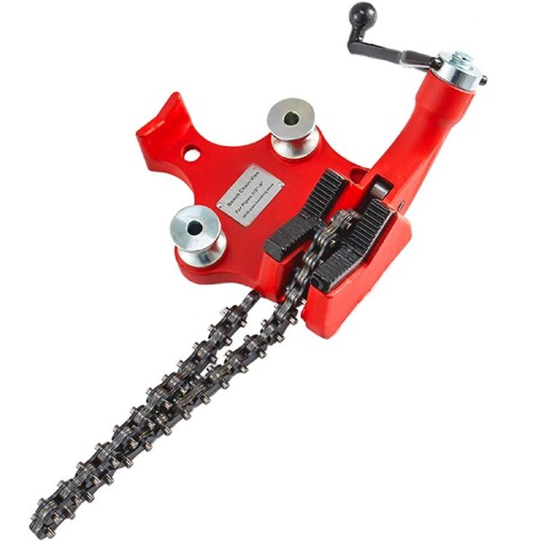 Cast Iron Bench Chain Pipe Vise with Crank Handle, 1/8"-5" Capacity