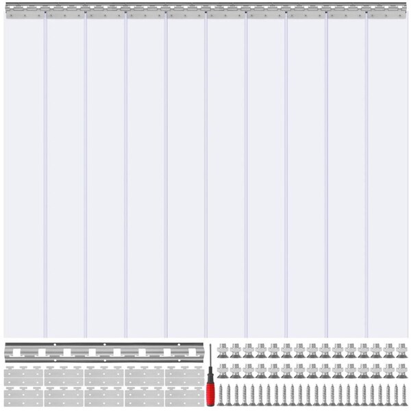 Clear PVC Strip Curtain for Coolers and Freezers, 152.4x213.4 cm