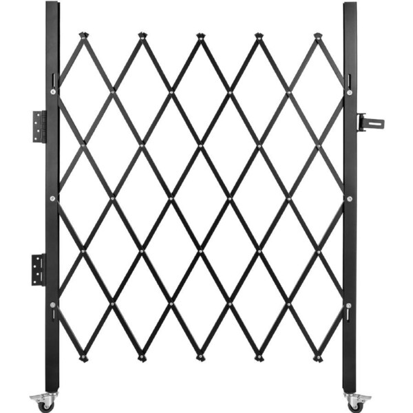 Adjustable Folding Security Gate with Lock and Casters, 37"W x 48"H