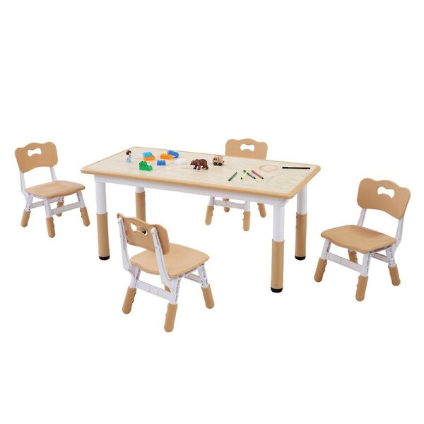 Adjustable Kids Table & 4 Chairs for Ages 2-8, Multi-Use Play & Study Set
