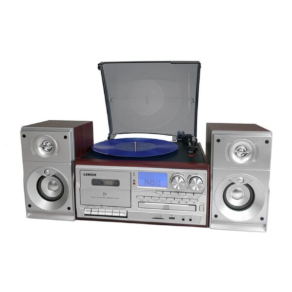 Home Entertainment System Stereo Hi Fi HiFi Turntable Cassette cd mp3 USB brown