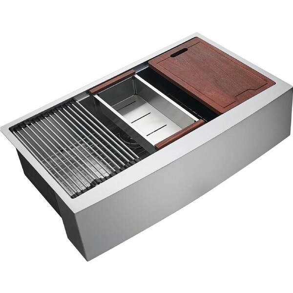 36" Stainless Steel Farmhouse Sink with Accessories and Quick Drainage