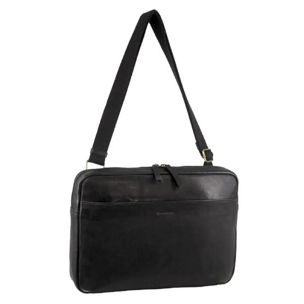 Pierre Cardin Mens Leather Business Laptop Comnputer Bag in Black