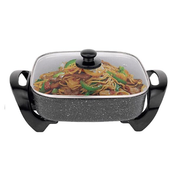 Electric Non-Stick Frypan 7.2L - Large Cooker Skillet Cooking Pan w/ Glass Lid - Portable Cookware