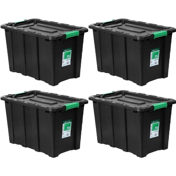 4PK Box Sweden Eco Storage 60L Heavy Duty Tub 57cm Crate Organiser Box