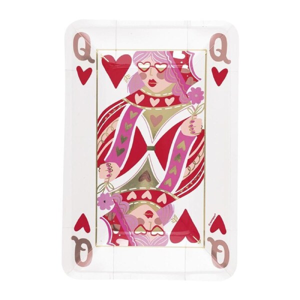 Red & Pink Valentine Queen Of Hearts Appetizer Plates (Pack of 8)