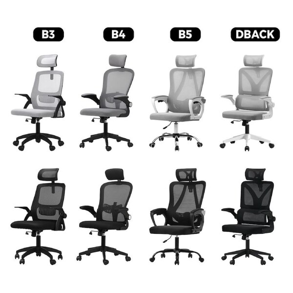 Oikiture Mesh Office Chair Executive Fabric Gaming Work Study Seat Computer B3-White