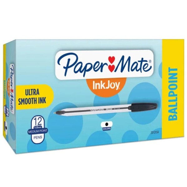 Papermate InkJoy 50ST Capped BallPoint 1.0mm Medium Pen Black Box 12