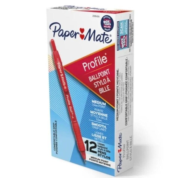Papermate Profile BallPoint 1.0mm Medium Pen Red Box 12