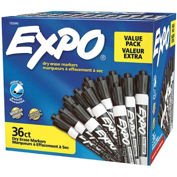 Expo Dry Erase Whiteboard Marker Chisel Black Box 36