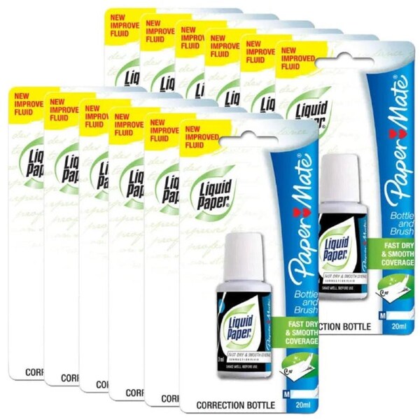 Papermate Liquid Paper Correction Fluid Fast Dry 20mL Box 12