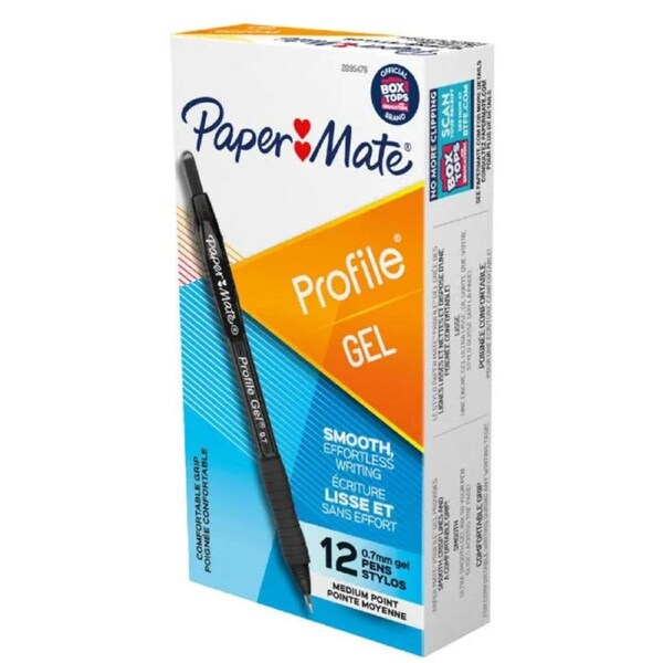 Papermate Profile Gel Pens Ultra Smooth 0.7mm Black Box 12