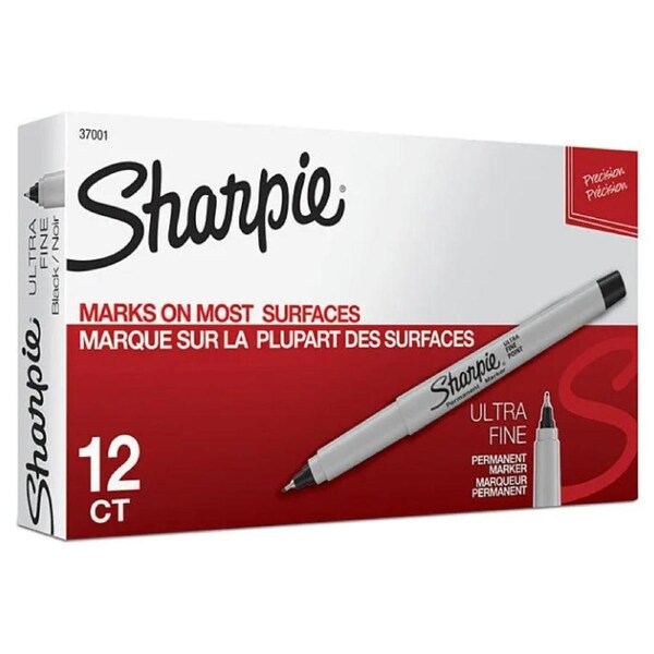 Sharpie Permanent Marker Ultra Fine Point 0.3mm Black Box 12