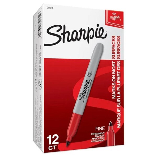 Sharpie Permanent Marker Fine Point 1.0mm Red Box 12