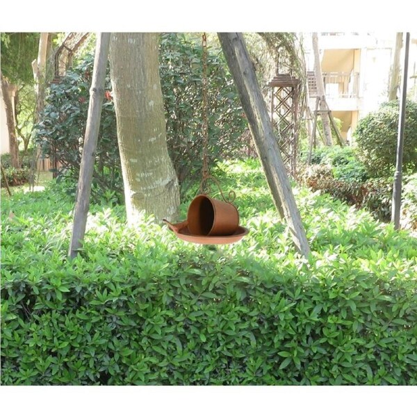 Willow & Silk Rust-Look Hanging Enchanted Cup & Saucer Birdfeeder