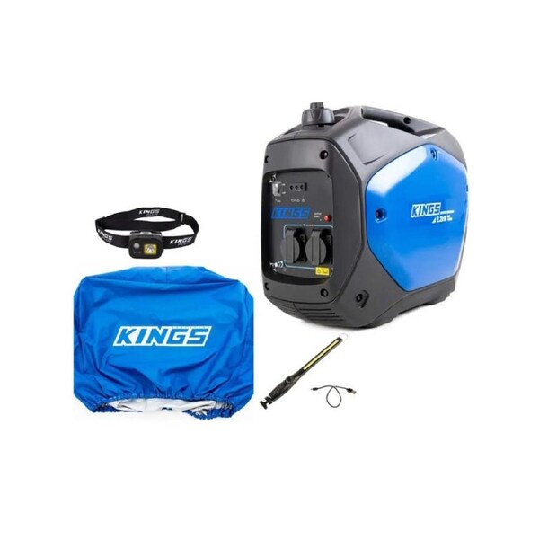 Kings 2.0kVA Generator Value Pack + cover +worklight + rechargeable head torch