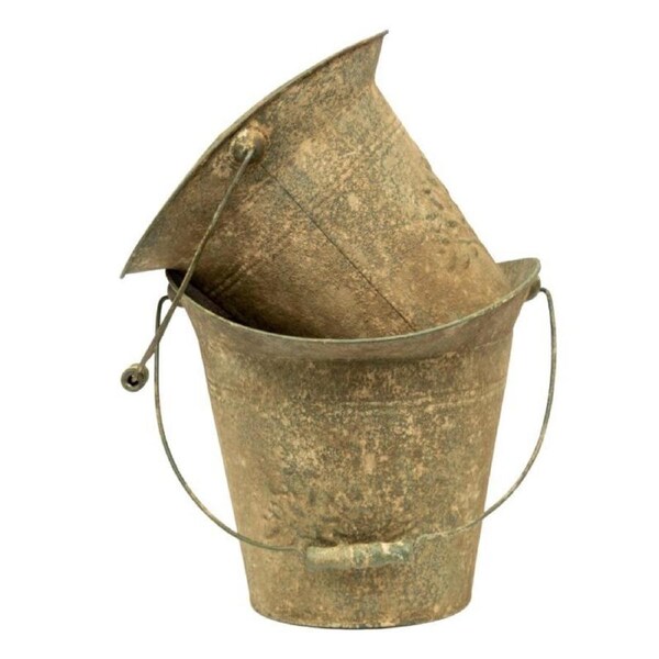 Willow & Silk Rustic Charm Vintage Nested Decorative Buckets Set of 2