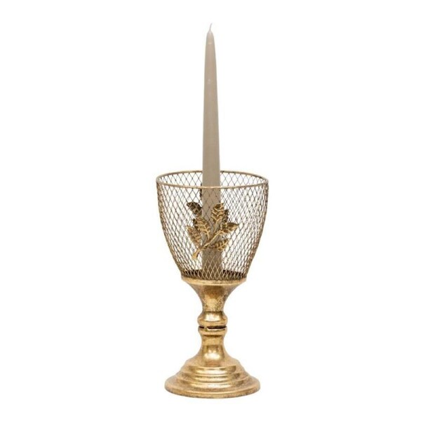 Willow & Silk Candle Holder Golden Leaf Lustre Goblet 12x12x23cm