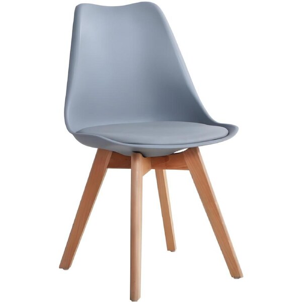 Oliver Dining Chair Set of 4 Padded Stylish Faux Leather Seats with Wood Legs Grey