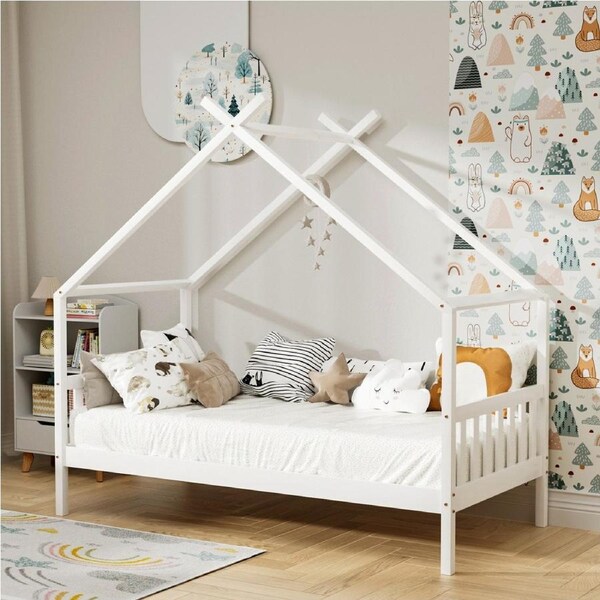 Artiss Wooden Kids Bed Frame Single White