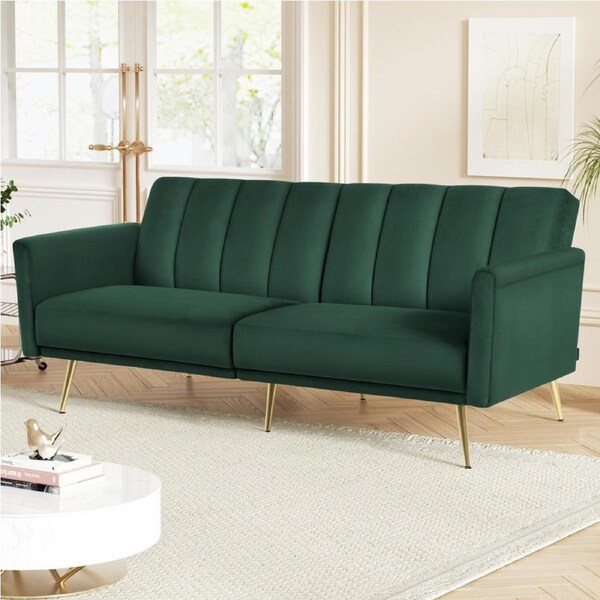 Artiss Sofa Bed 3 Seater Lounge Chair Couch Adjustable Arm Velvet Green