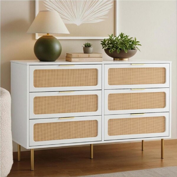 Artiss Chest of 6 Drawers Dresser Lowboy Storage Cabinet White