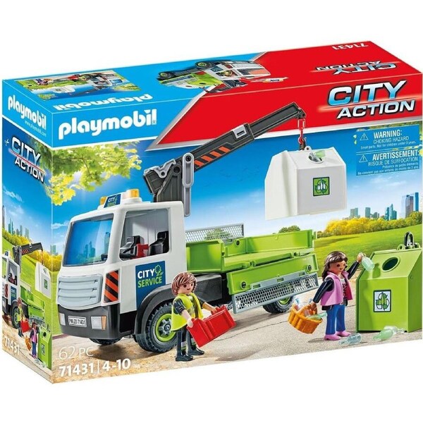 Playmobil City Action Waste Glass Truck With Container 63pc 71431