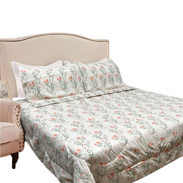 Hotel Living Lightweight Comforter Set Queen/King Corbett Floral Coral