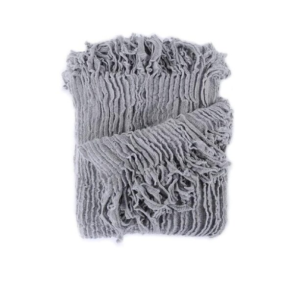 Dylan Grey Knitted Throw Rug 127x152cm Soft Lightweight Acrylic Blanket