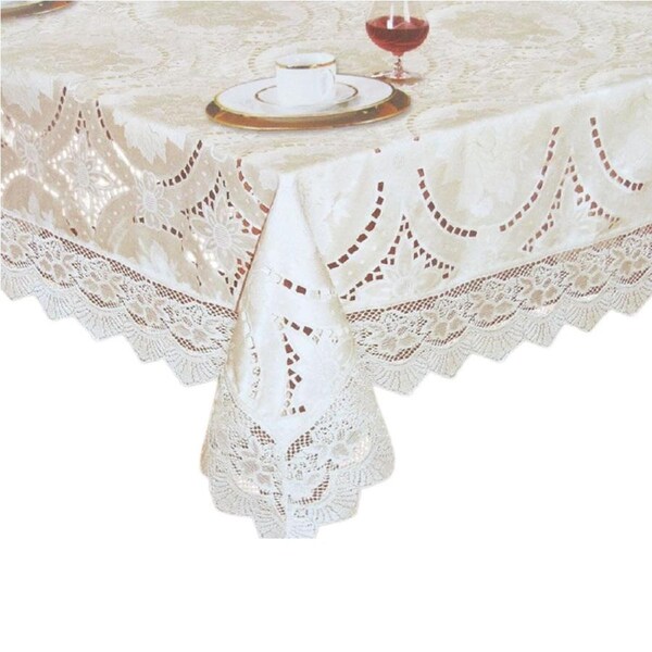 Chapel Gate Sophia Cream Jacquard Cutwork Lace Tablecloth 180 x 270 cm