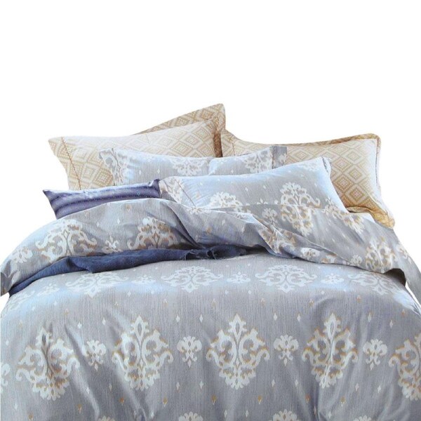 250TC Royal Damask Cotton Quilt Cover Set Queen 210x210cm Soft Luxury
