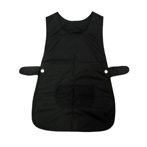 Ladies Black Tabard Apron 50x80cm with Side Button Design Kitchen Cleaning