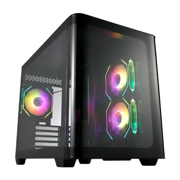 FSP S380-BA: Stylish M-ATX mid-tower with 3D curved glass 3 ARGB fans supports Micro ATX/Mini-ITX dual-chamber design excellent cooling options and