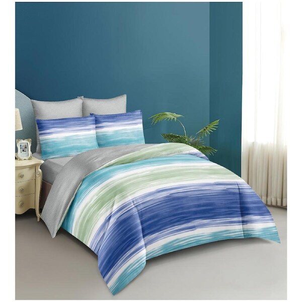 Ocean Blue Quilt Doona Duvet Cover Pillow Case Set King, 2 Pillow Cases