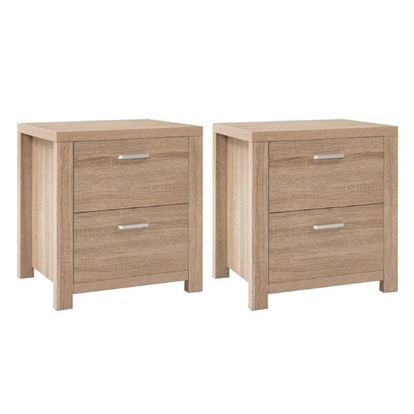 2x Bedside Table 2 Drawers - MAXI Pine